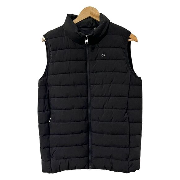 Calvin Klein Full Zip Sorona Auro Puffer Vest Size S Black Packable Outdoor Mens - Picture 1 of 9